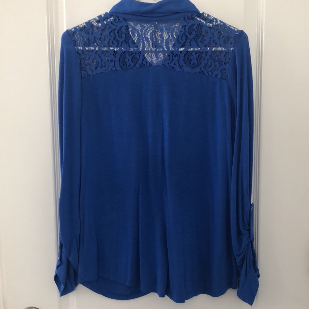 Blue Button-Down Top - Picture 5 of 6